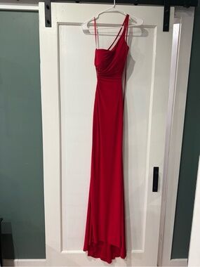 Cinderella One-Shoulder Red Evening Gown